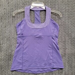 Lululemon Womens 10 Athletic‎ Tank Top Purple Stretch Built In Bra Athletic Fit